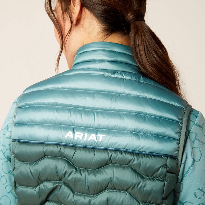 Iridescent Arctic/Silver Pine Ariat Ideal Down Vest | 06YSMLECD