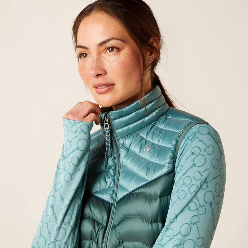 Iridescent Arctic/Silver Pine Ariat Ideal Down Vest | 06YSMLECD