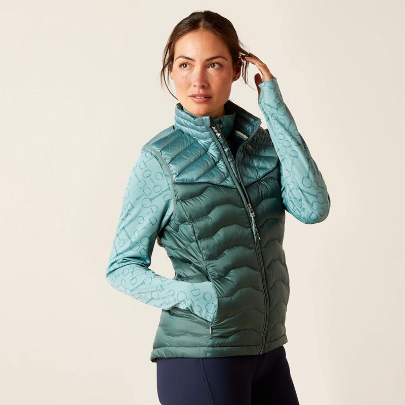 Iridescent Arctic/Silver Pine Ariat Ideal Down Vest | 06YSMLECD