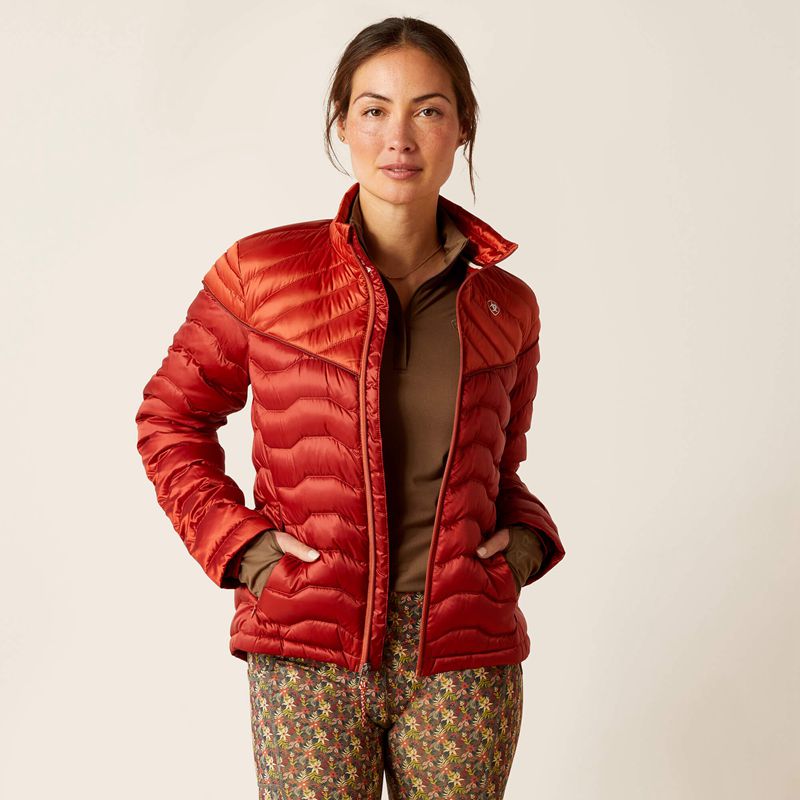 Iridescent Red Ochre/Burnt Bri Ariat Ideal Down Jacket | 98NACLTYO