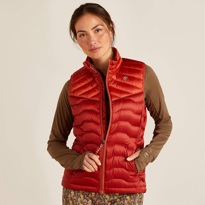 Iridescent Red Ochre/Burnt Bri Ariat Ideal Down Vest | 02DOBLFJH