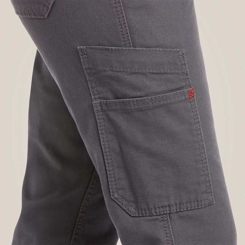 Iron Grey Ariat Fr Stretch Duralight Canvas Stackable Straight Leg Pant | 41GNEMLCH