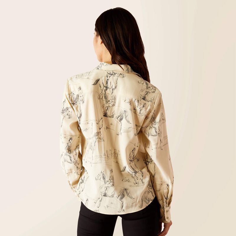 Ivory Toile Ariat Larkspur Blouse | 78NDVIUMA