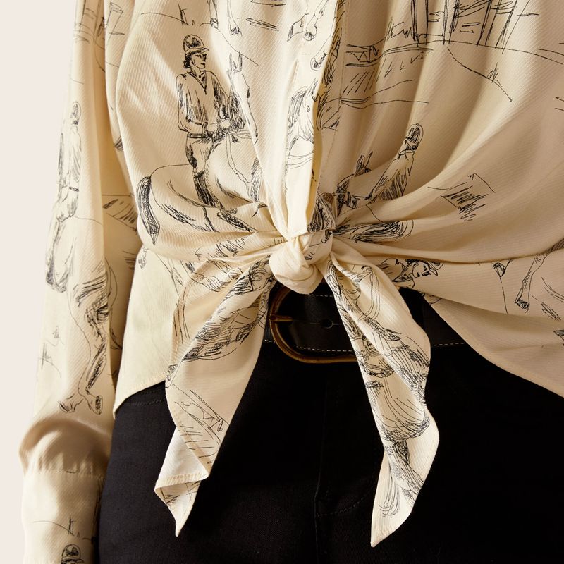 Ivory Toile Ariat Larkspur Blouse | 78NDVIUMA