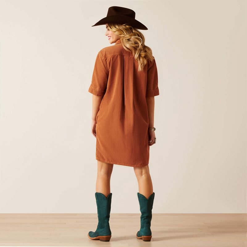 Khaki/Camel Ariat Corduroy Dress | 82SZCFOUL