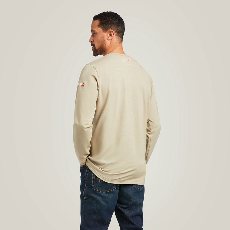 Khaki Ariat Fr Baselayer T-Shirt | 80VZPRKYH