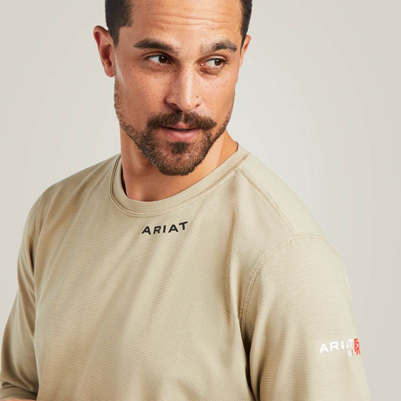 Khaki Ariat Fr Baselayer T-Shirt | 80VZPRKYH