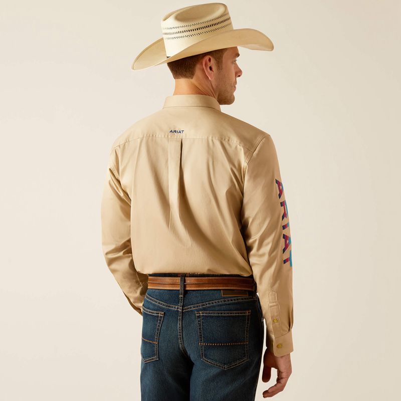 Khaki Ariat Team Logo Twill Classic Fit Shirt | 61VCSOEPF