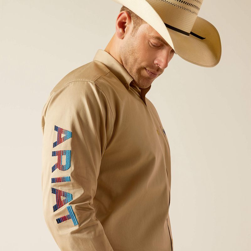 Khaki Ariat Team Logo Twill Classic Fit Shirt | 61VCSOEPF