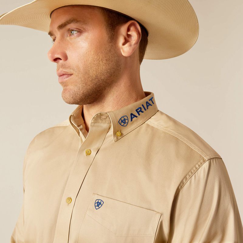 Khaki Ariat Team Logo Twill Classic Fit Shirt | 61VCSOEPF