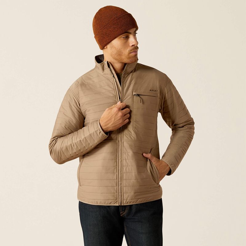 Khaki Ariat Wylie Full Zip Jacket | 47VTZGHBI