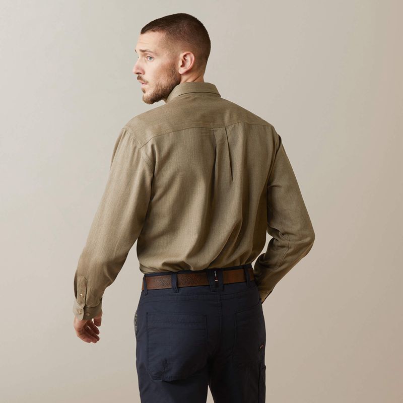 Khaki Heather Ariat Fr Air Inherent Work Shirt | 09ZBFXQNA