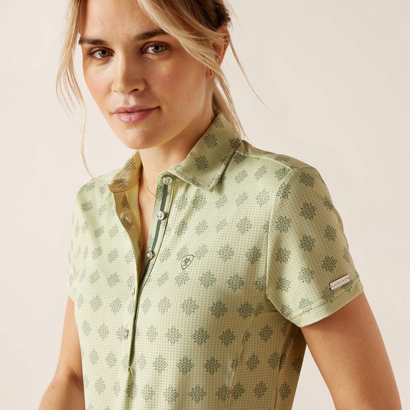 Laurel Green Geo Ariat Motif Polo | 31IERZUJM