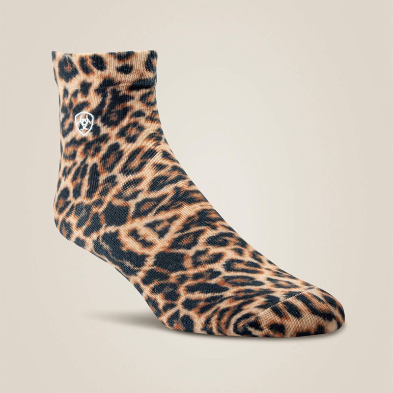 Leopard Print/Sky Blue Ariat Wild Thing Ankle Sock 2 Pair Multi Color Pack | 50LGIYDKS