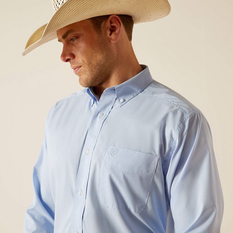 Light Blue Ariat 360 Airflow Classic Fit Shirt | 91LBJMVSU