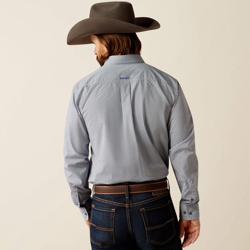 Light Blue Ariat Rider Fitted Shirt | 12JUKQGWT