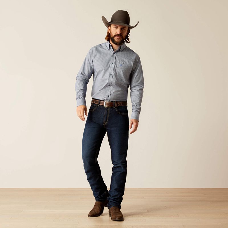 Light Blue Ariat Rider Fitted Shirt | 12JUKQGWT