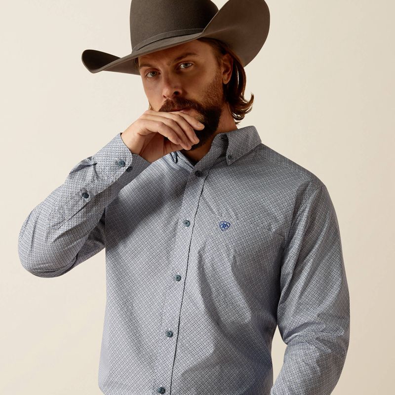 Light Blue Ariat Rider Fitted Shirt | 12JUKQGWT