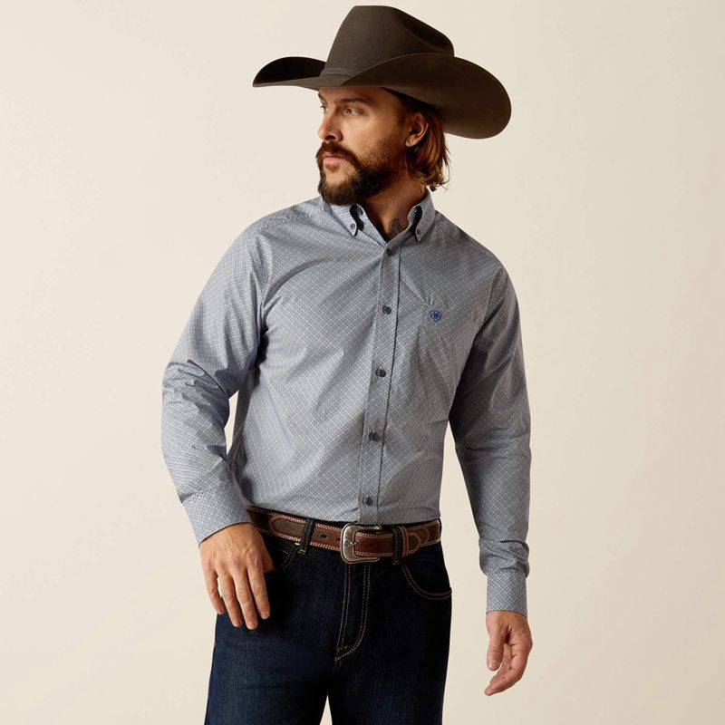 Light Blue Ariat Rider Fitted Shirt | 12JUKQGWT