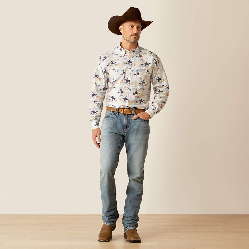 Light Blue Ariat Ryker Classic Fit Shirt | 15GJWKCEY