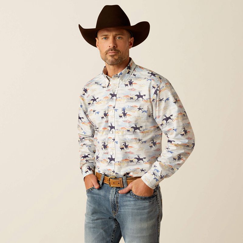 Light Blue Ariat Ryker Classic Fit Shirt | 15GJWKCEY