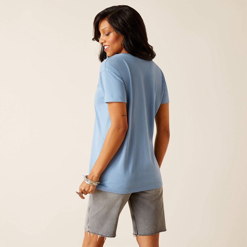 Light Blue Heather Ariat Acres T-Shirt | 52CVBZQES