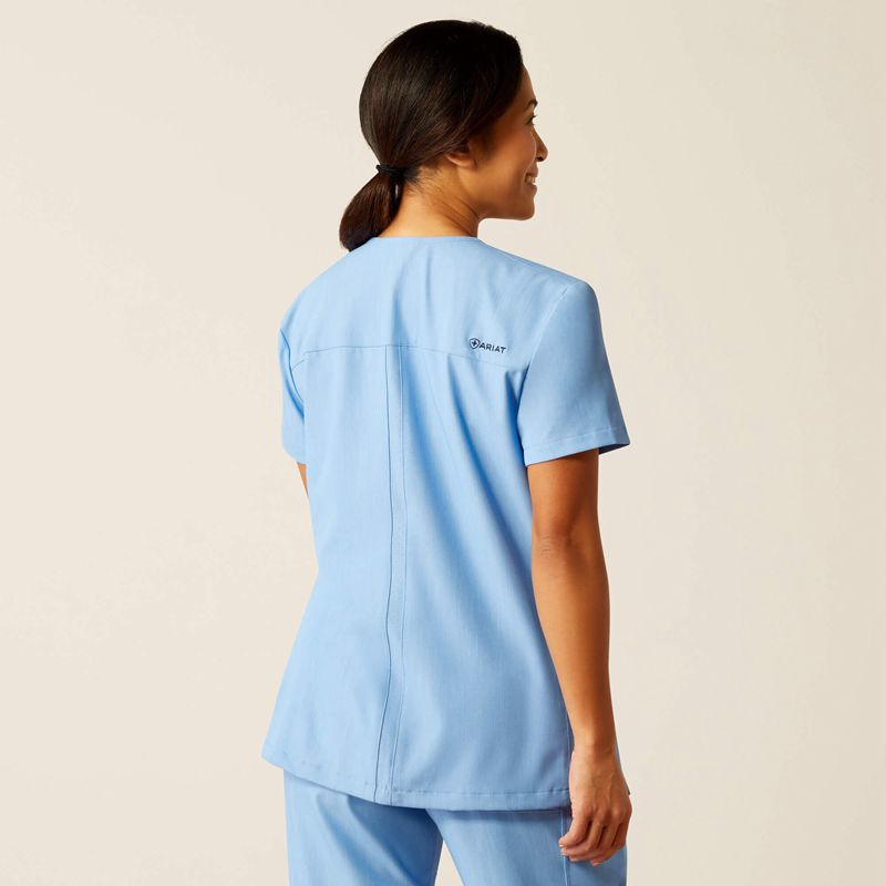 Light Blue Heather Ariat Clara 6 Pocket Scrub Top | 70HGUNROA