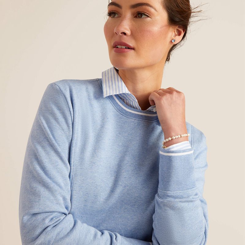 Light Blue Heather Ariat Tedstock Sweatshirt | 53TXJQAKD