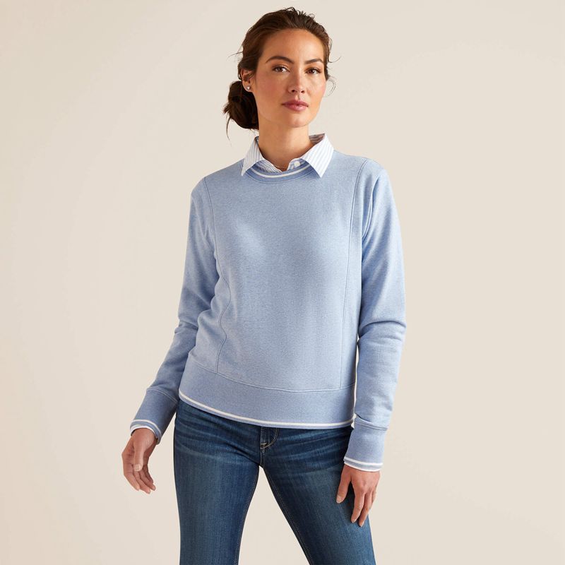 Light Blue Heather Ariat Tedstock Sweatshirt | 53TXJQAKD