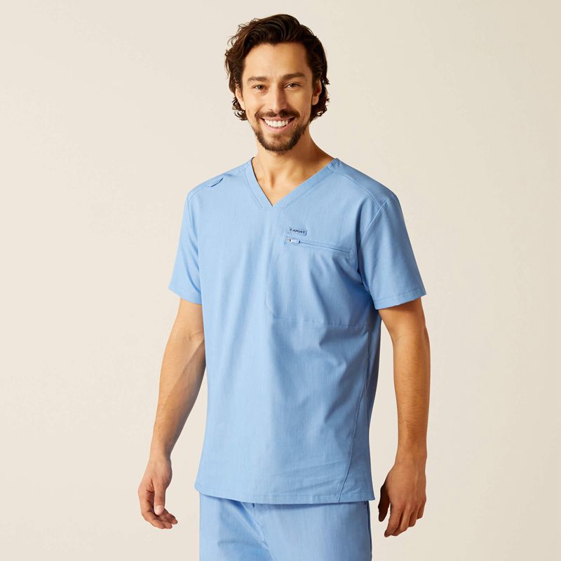 Light Blue Heather Ariat Whitman Scrub Top | 26FYJTZNV