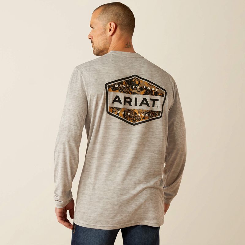 Light Grey Heather Ariat Charger Muddy Shield T-Shirt | 80BXZNFSQ