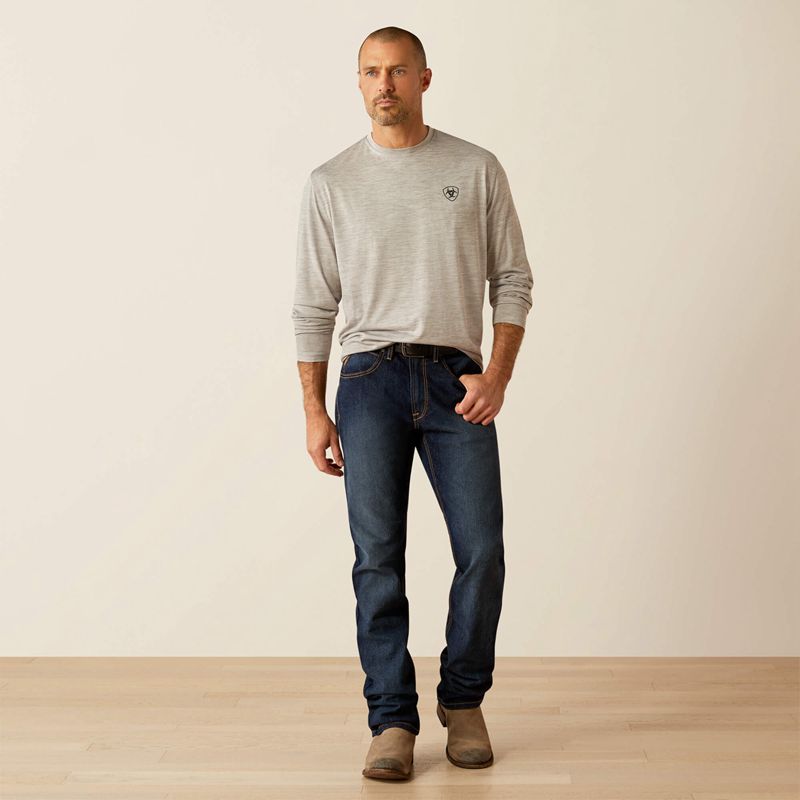 Light Grey Heather Ariat Charger Muddy Shield T-Shirt | 80BXZNFSQ