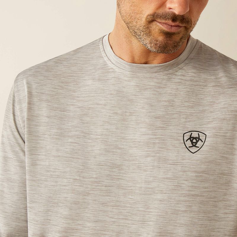 Light Grey Heather Ariat Charger Muddy Shield T-Shirt | 80BXZNFSQ