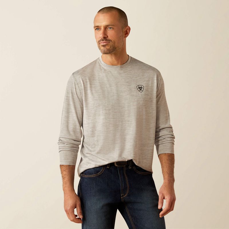 Light Grey Heather Ariat Charger Muddy Shield T-Shirt | 80BXZNFSQ