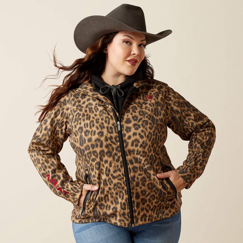 Lila Leopard Ariat New Team Softshell Print Jacket | 93BSZUOVA