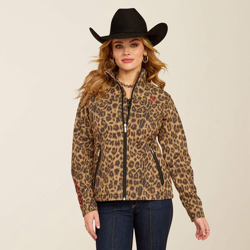 Lila Leopard Ariat New Team Softshell Print Jacket | 93BSZUOVA