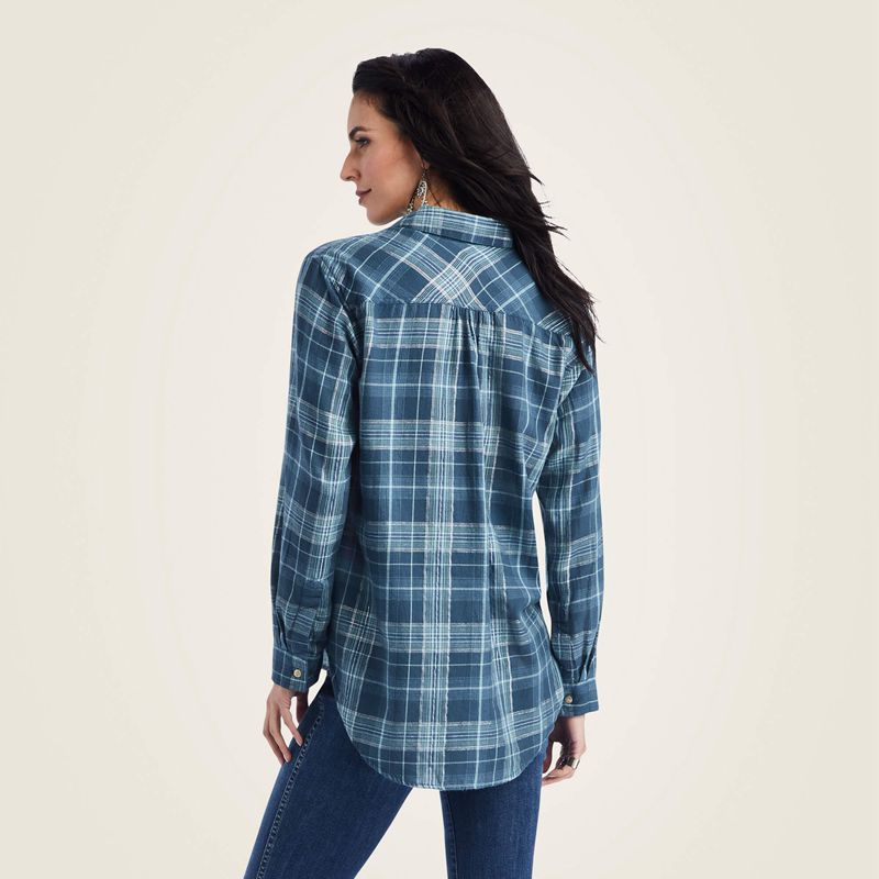 Lurex Plaid Ariat Real Billie Jean Popover Shirt | 98TYOQUEV