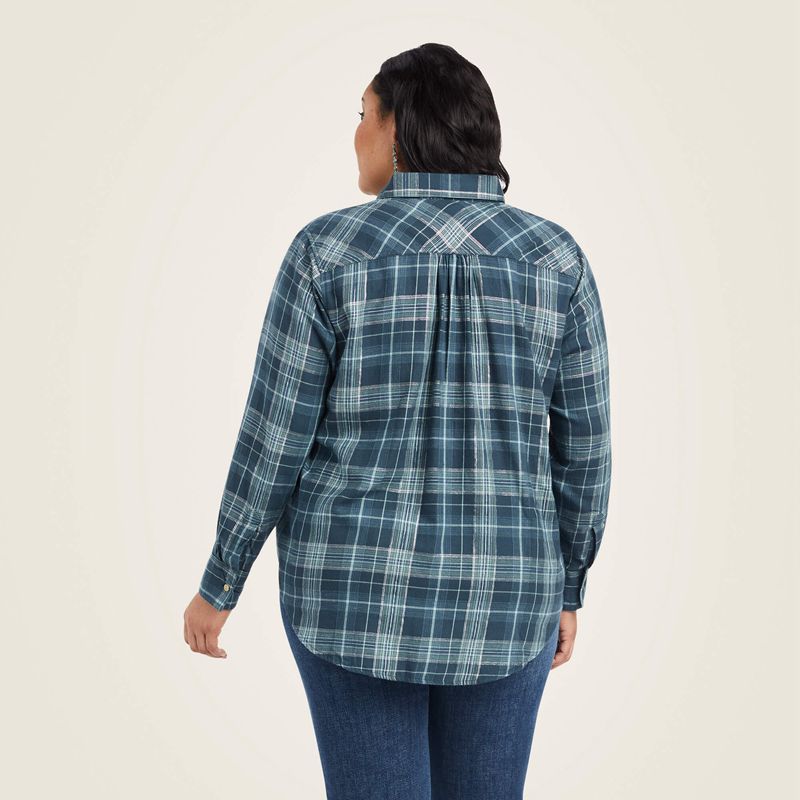 Lurex Plaid Ariat Real Billie Jean Popover Shirt | 98TYOQUEV