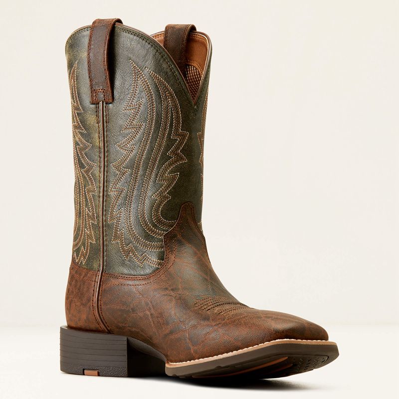 Mahogany Elephant Print/Forest Green Ariat Sport Big Country Cowboy Boot | 69PVCUMQZ