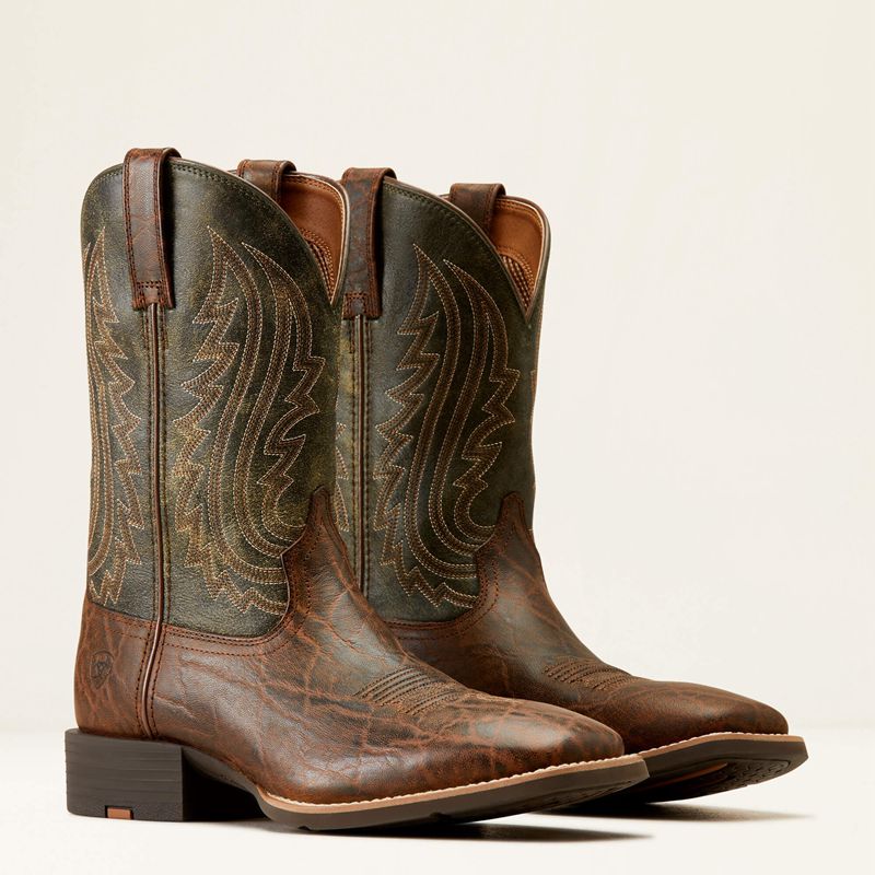 Mahogany Elephant Print/Forest Green Ariat Sport Big Country Cowboy Boot | 69PVCUMQZ