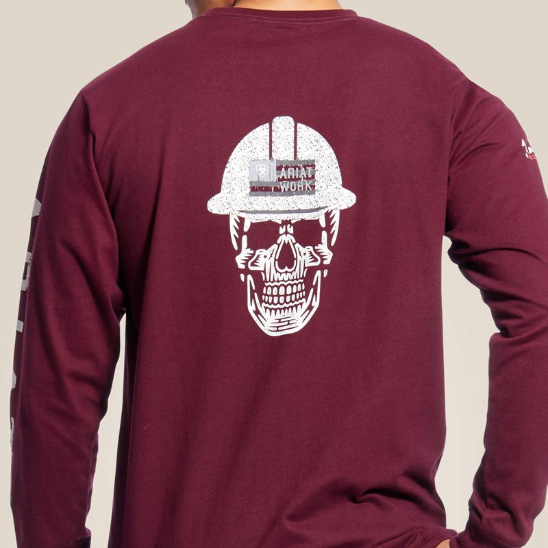 Malbec Ariat Fr Roughneck Skull Logo T-Shirt | 14PXSFAME