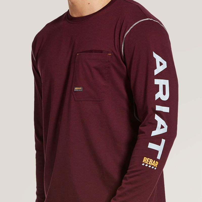 Malbec Ariat Rebar Workman Logo T-Shirt | 06RFAELCS