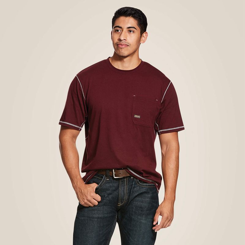 Malbec Ariat Rebar Workman T-Shirt | 67MKETQGV