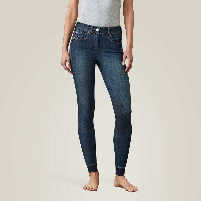 Marine Ariat Halo Denim Knee Patch Breech | 85MVQFDYT