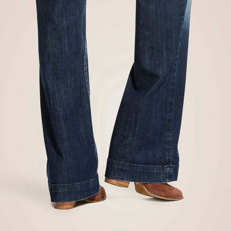 Marine Ariat Trouser Mid Rise Stretch Entwined Wide Leg Jean | 96WBACOVD