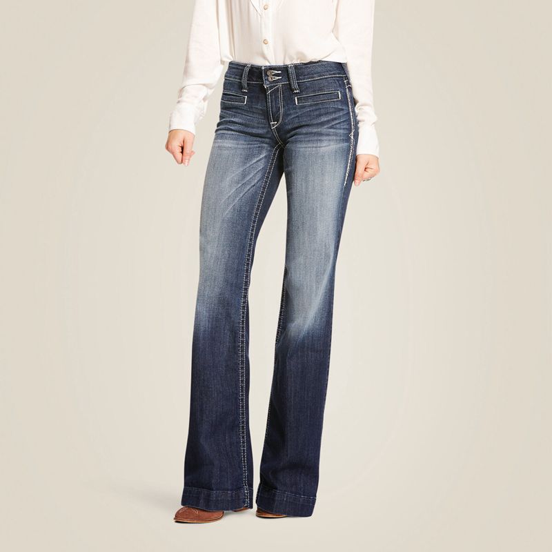 Marine Ariat Trouser Mid Rise Stretch Entwined Wide Leg Jean | 96WBACOVD