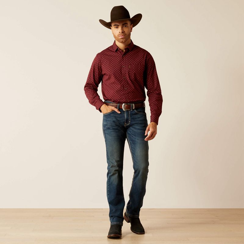 Maroon Banner Ariat Mckinley Modern Fit Shirt | 06IEJADSR