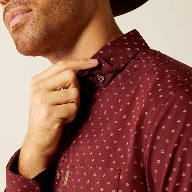 Maroon Banner Ariat Mckinley Modern Fit Shirt | 06IEJADSR