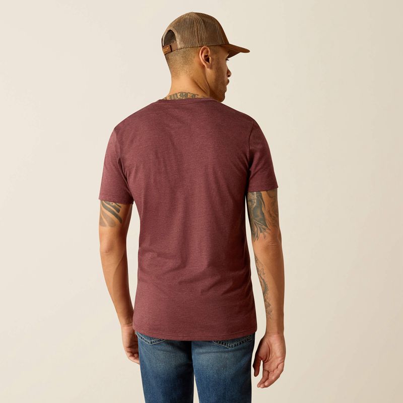 Maroon Heather Ariat Established Boot Co. T-Shirt | 63UHLJTWB