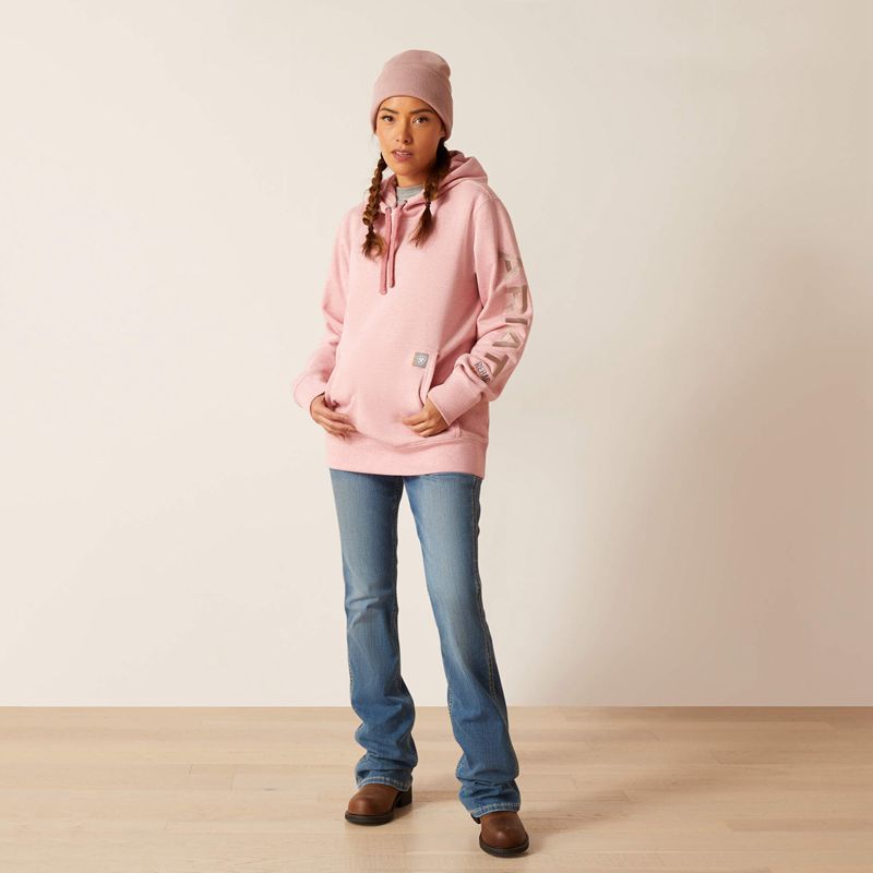 Mauveglow Heather/Antler Ariat Rebar Graphic Hoodie | 34YGXONWI